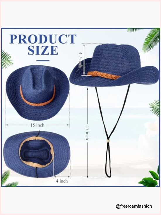 12 Pack Straw Cowboy Hats Wide Brim Summer Sun Protection
